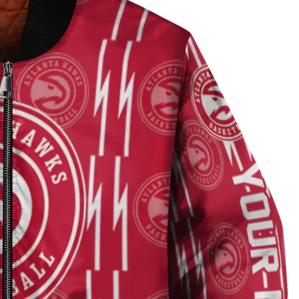 custom atlanta hawks bolt stripe red bomber jacket premium grade
