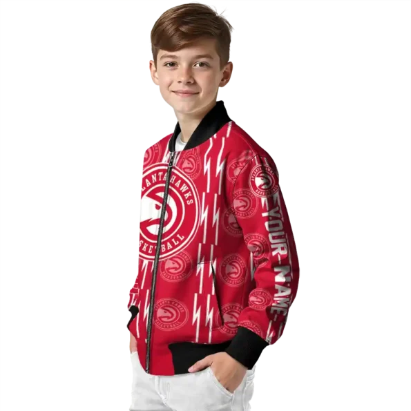 custom atlanta hawks bolt stripe red bomber jacket trendy