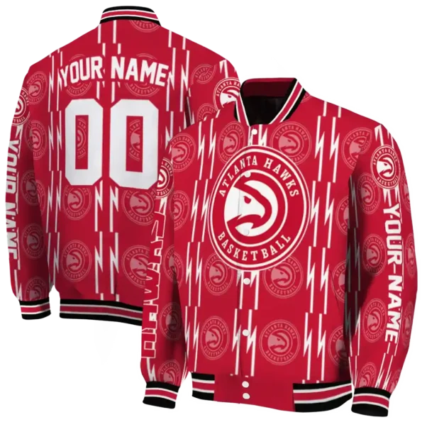 custom atlanta hawks bolt stripe red varsity jacket fashion forward.webp