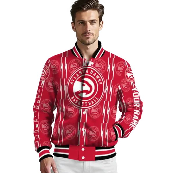 custom atlanta hawks bolt stripe red varsity jacket high quality.webp