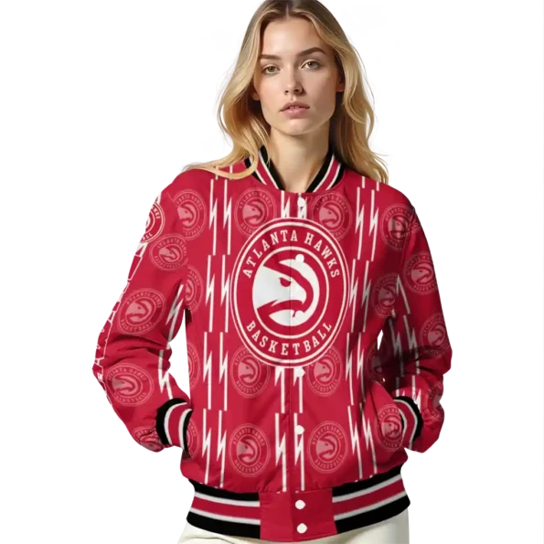 custom atlanta hawks bolt stripe red varsity jacket latest model.webp