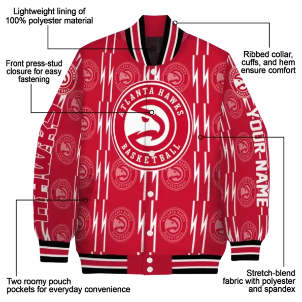 custom atlanta hawks bolt stripe red varsity jacket new arrival.webp