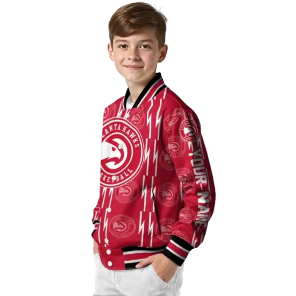 custom atlanta hawks bolt stripe red varsity jacket trendy.webp