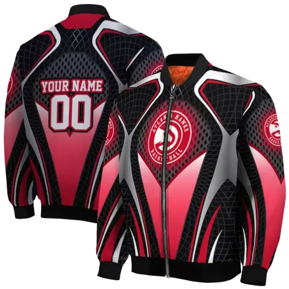 custom atlanta hawks mesh chest black bomber jacket fashion forward