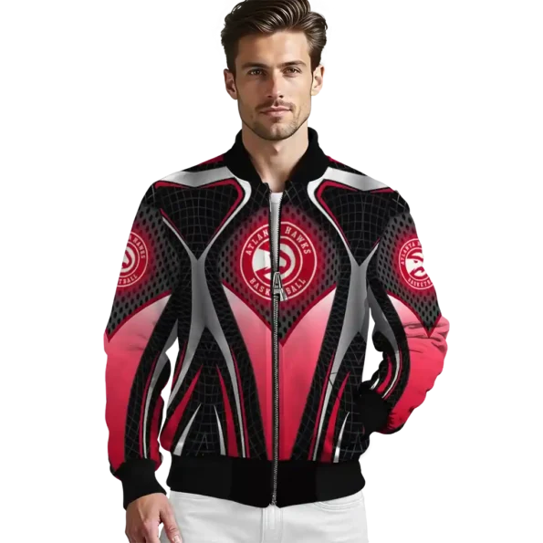 custom atlanta hawks mesh chest black bomber jacket high quality