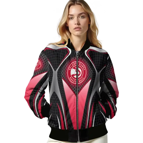 custom atlanta hawks mesh chest black bomber jacket latest model