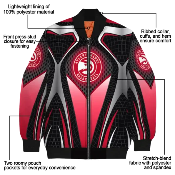 custom atlanta hawks mesh chest black bomber jacket new arrival