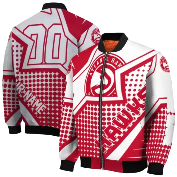 custom atlanta hawks star burst red bomber jacket fashion forward
