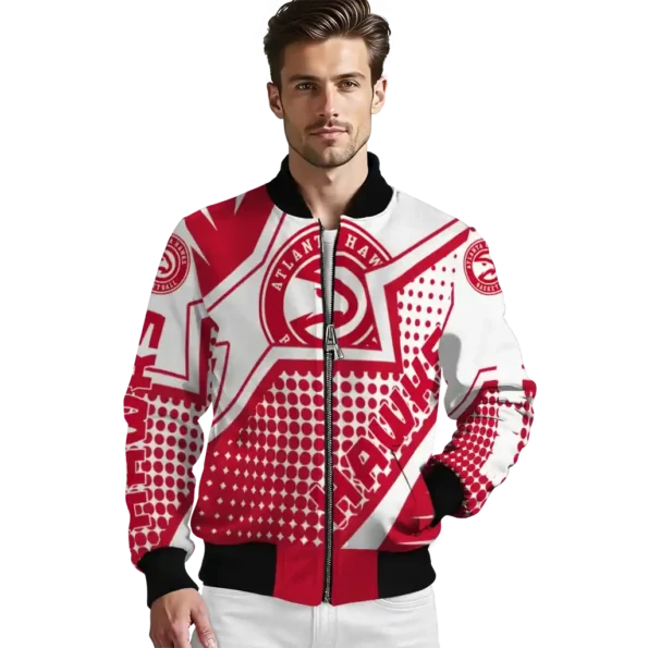 custom atlanta hawks star burst red bomber jacket high quality