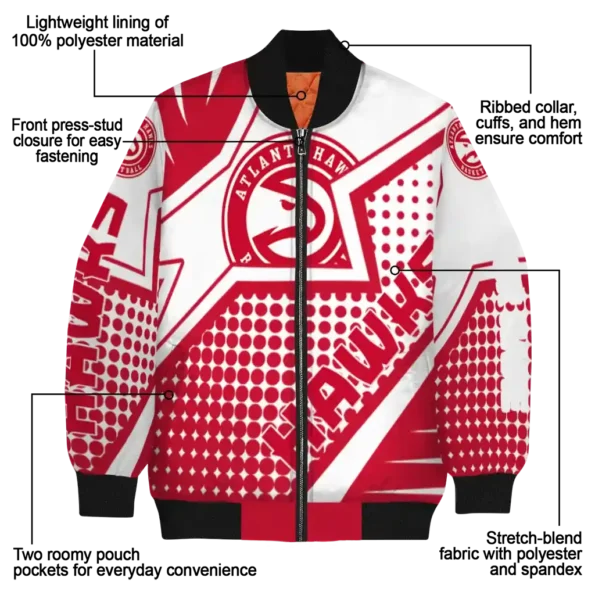 custom atlanta hawks star burst red bomber jacket new arrival