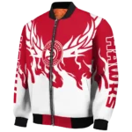 custom atlanta hawks winged blaze red white bomber jacket best selling