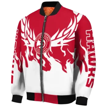 custom atlanta hawks winged blaze red white bomber jacket best selling