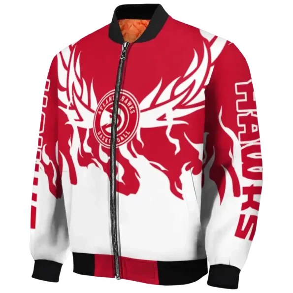 custom atlanta hawks winged blaze red white bomber jacket best selling