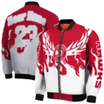 custom atlanta hawks winged blaze red white bomber jacket best selling