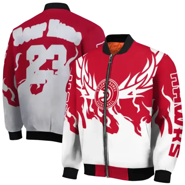 custom atlanta hawks winged blaze red white bomber jacket fashion forward