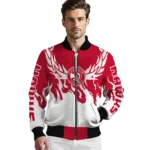 custom atlanta hawks winged blaze red white bomber jacket best selling