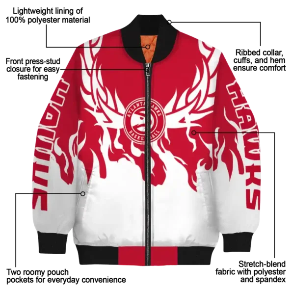 custom atlanta hawks winged blaze red white bomber jacket new arrival