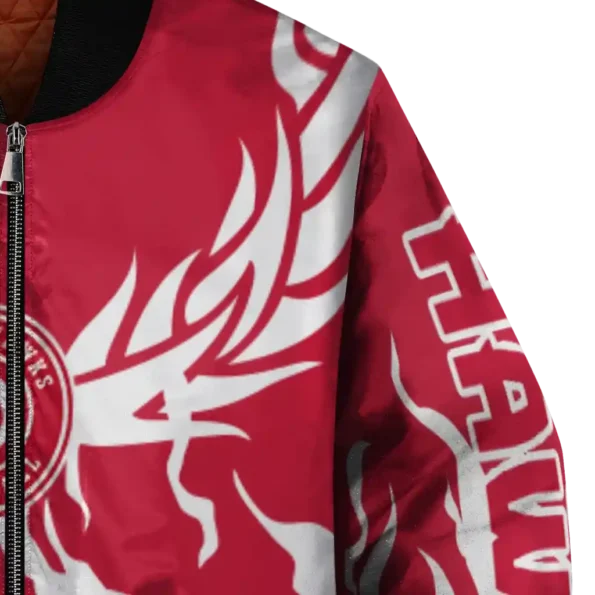 custom atlanta hawks winged blaze red white bomber jacket premium grade