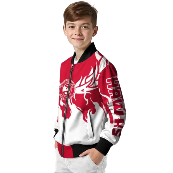 custom atlanta hawks winged blaze red white bomber jacket trendy