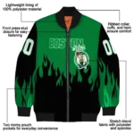 custom boston celtics flame border green black bomber jacket best selling
