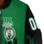 custom boston celtics flame border green black bomber jacket best selling