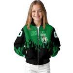 custom boston celtics flame border green black bomber jacket best selling