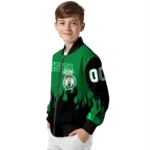 custom boston celtics flame border green black bomber jacket best selling
