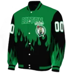 custom boston celtics flame border green black varsity jacket best selling.webp