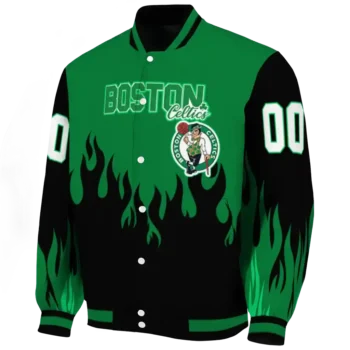 custom boston celtics flame border green black varsity jacket best selling.webp