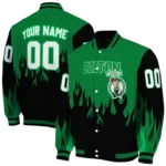 custom boston celtics flame border green black varsity jacket best selling.webp
