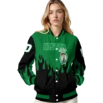 custom boston celtics flame border green black varsity jacket best selling.webp