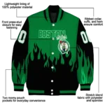 custom boston celtics flame border green black varsity jacket best selling.webp