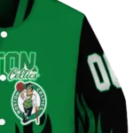 custom boston celtics flame border green black varsity jacket best selling.webp