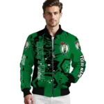 custom boston celtics hexagon cluster green black bomber jacket best selling