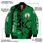custom boston celtics hexagon cluster green black bomber jacket best selling