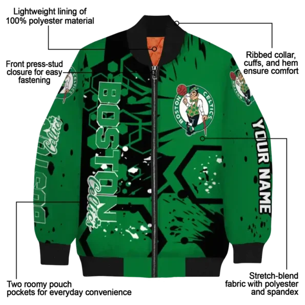 custom boston celtics hexagon cluster green black bomber jacket new arrival
