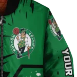 custom boston celtics hexagon cluster green black bomber jacket best selling