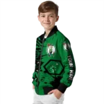 custom boston celtics hexagon cluster green black bomber jacket best selling