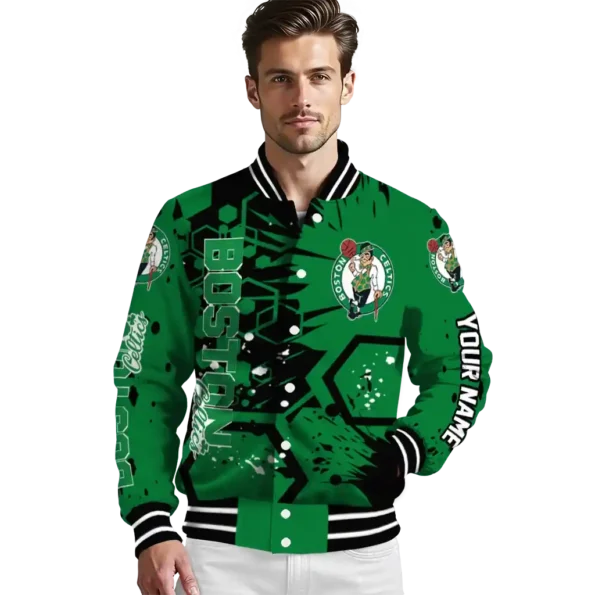 custom boston celtics hexagon cluster green black varsity jacket high quality.webp