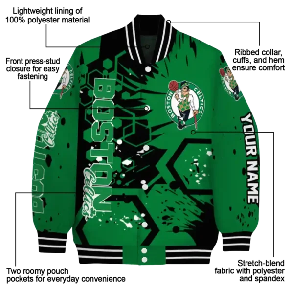 custom boston celtics hexagon cluster green black varsity jacket new arrival.webp