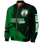 custom boston celtics hexagon mesh green black bomber jacket best selling