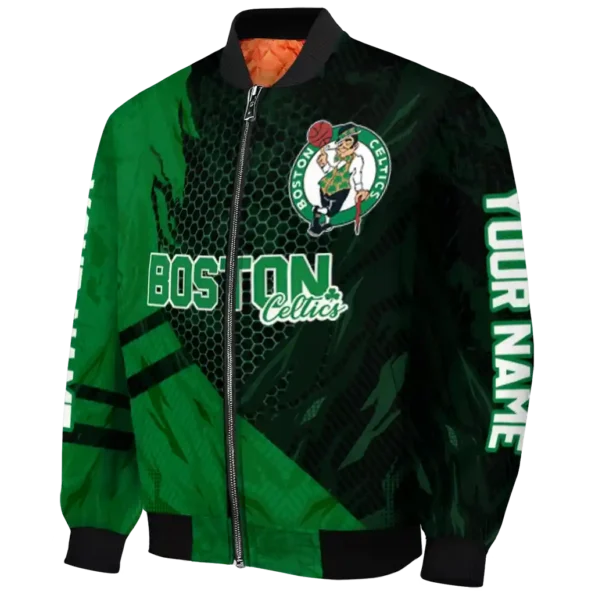 custom boston celtics hexagon mesh green black bomber jacket best selling