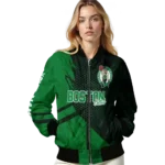 custom boston celtics hexagon mesh green black bomber jacket best selling