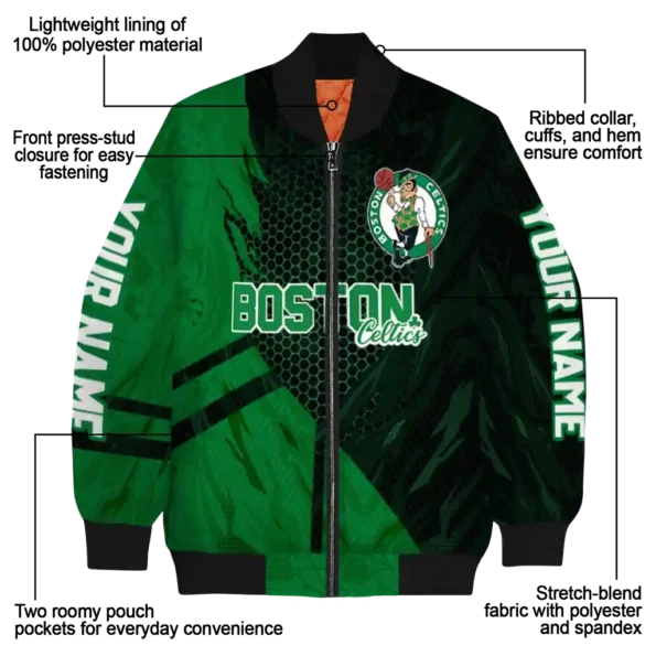 custom boston celtics hexagon mesh green black bomber jacket new arrival