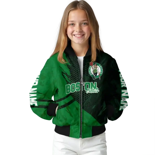 custom boston celtics hexagon mesh green black bomber jacket top rated