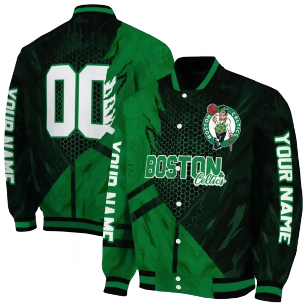 custom boston celtics hexagon mesh green black varsity jacket fashion forward.webp