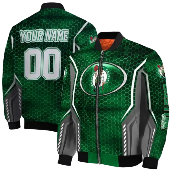 custom boston celtics power plate green bomber jacket fashion forward