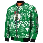 custom boston celtics pyramid shapes green bomber jacket best selling
