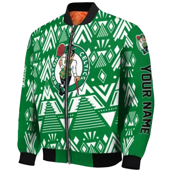 custom boston celtics pyramid shapes green bomber jacket best selling