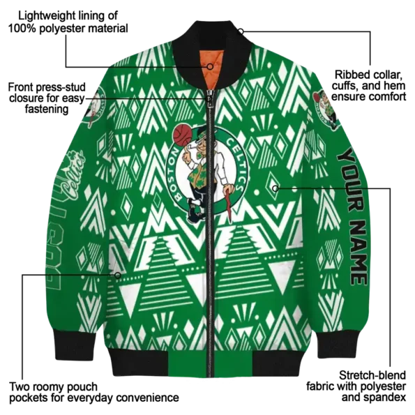 custom boston celtics pyramid shapes green bomber jacket new arrival